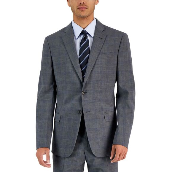 A|X Armani Exchange Men's Slim Fit Buffalo Plaid Wool Suit Pants Gray Size 32X30